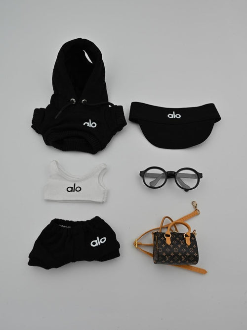 Alo black sportwear with LV bag