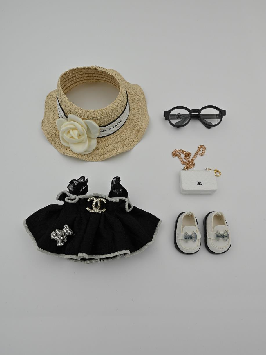 Chanel crystal CC and bear applique dress
