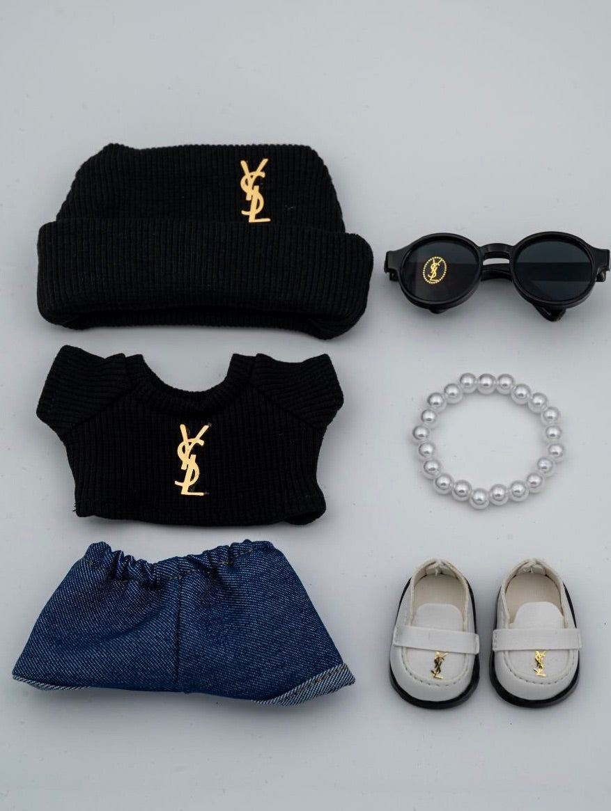 Saint Laurent black sweater enemble