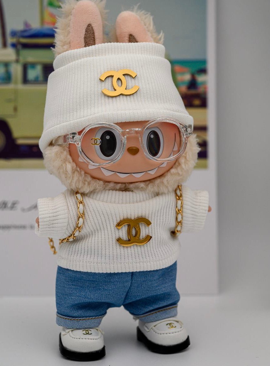 Chanel white sweater backpack ensemble