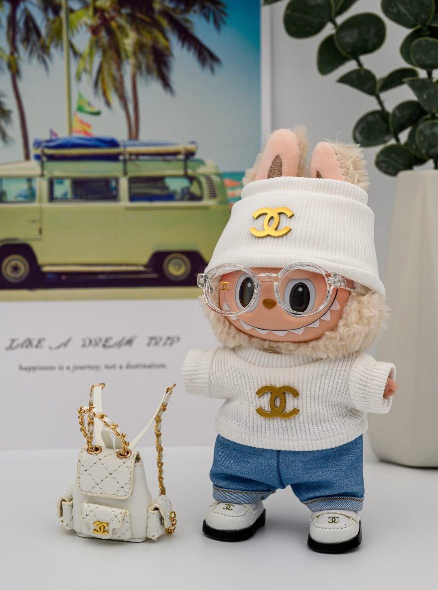 Chanel white sweater backpack ensemble