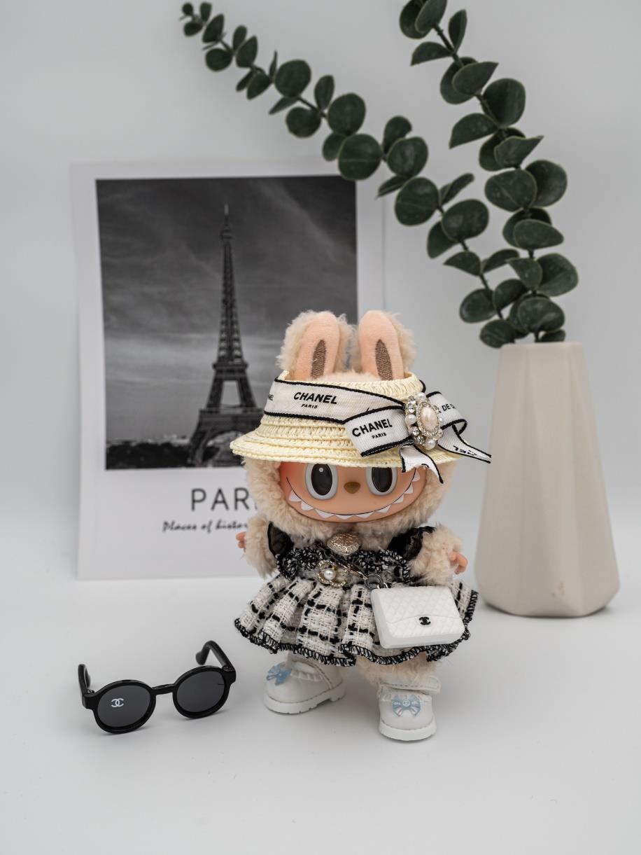 Chanel white dress ensemble with double flap bag