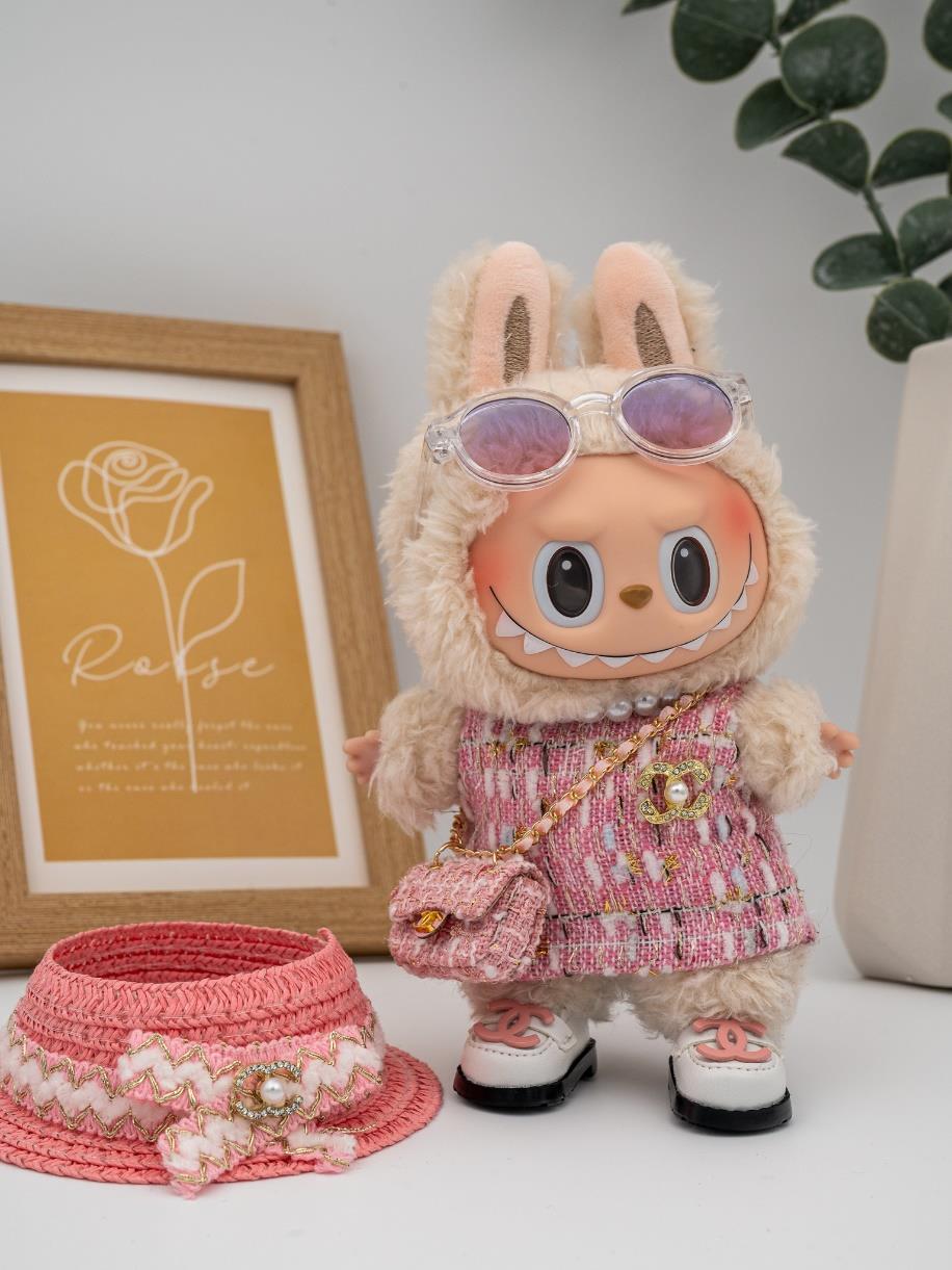 Chanel pink tweed dress with bag