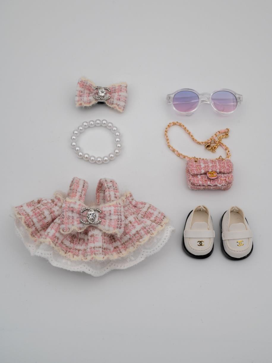 Chanel pink tweed dress with bow
