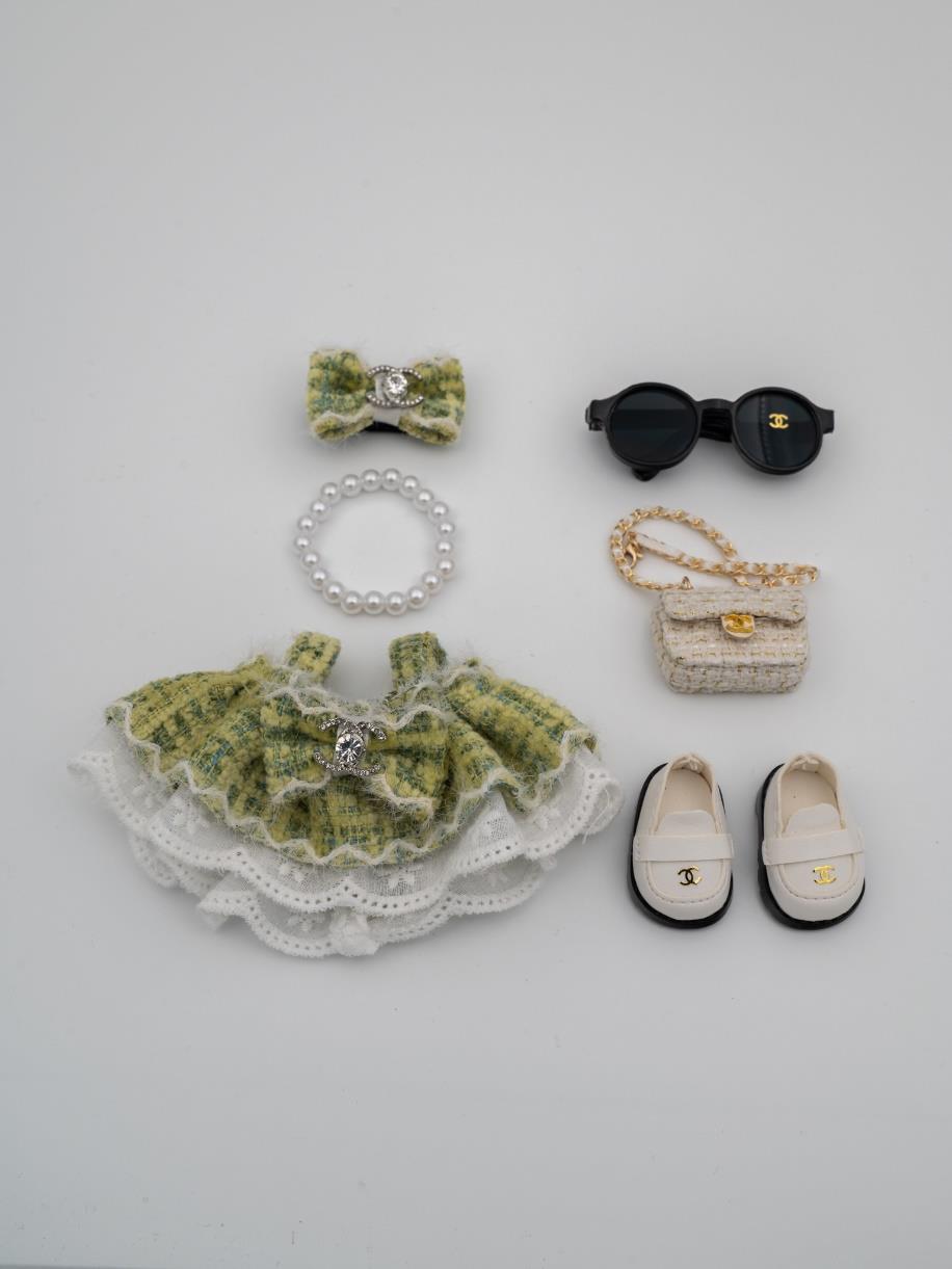 Chanel green tweed dress