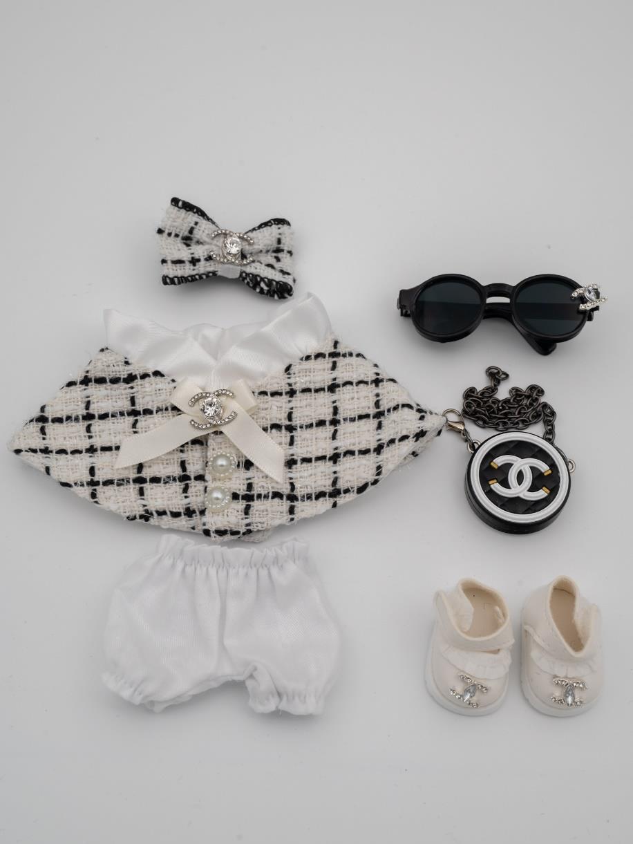 Chanel white tweed pearl poncho