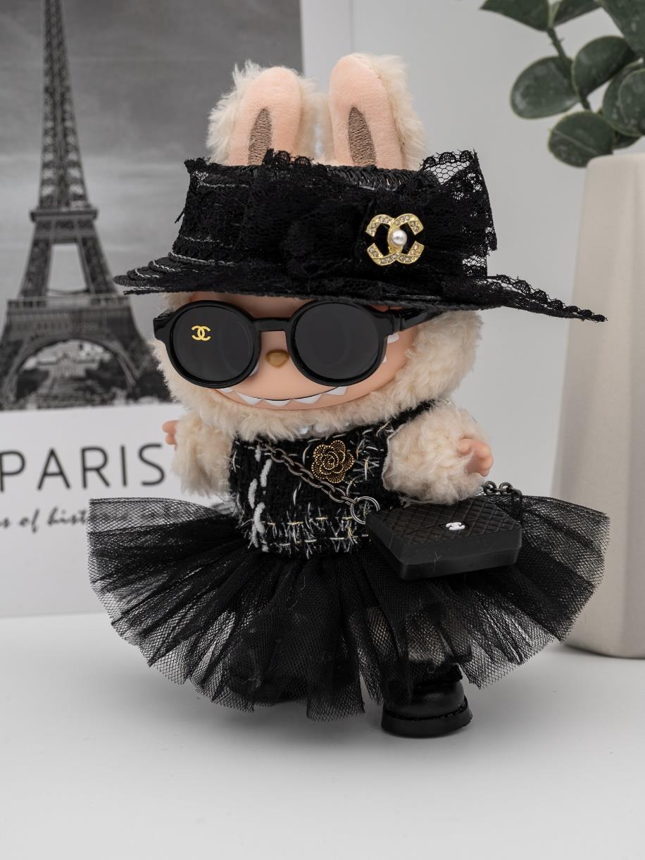 Chanel black tweed and tulle dress
