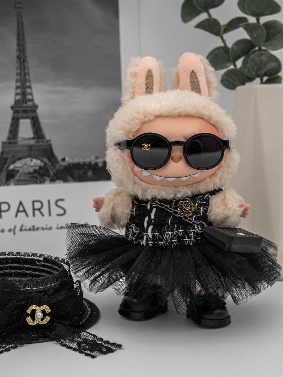 Chanel black tweed and tulle dress