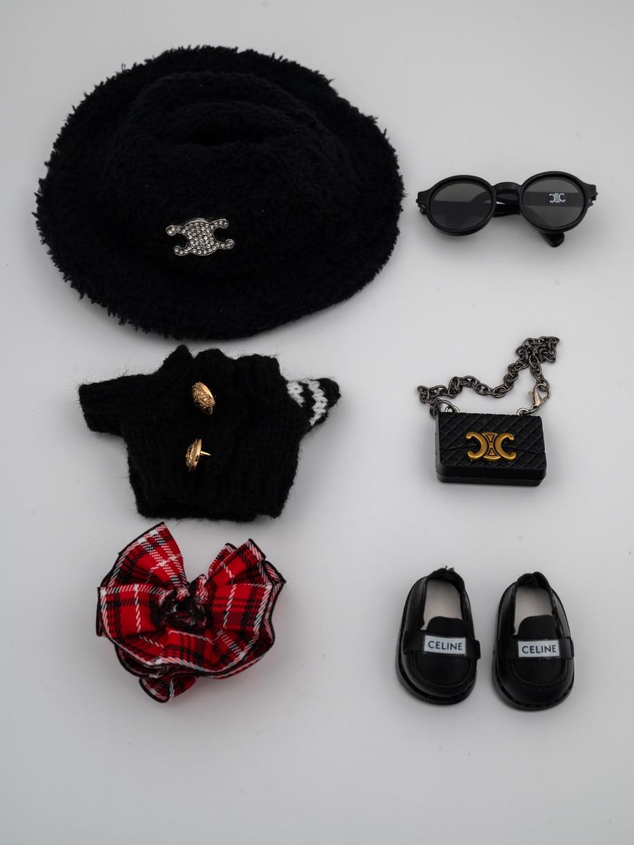 Celine black and red plaid ensemble