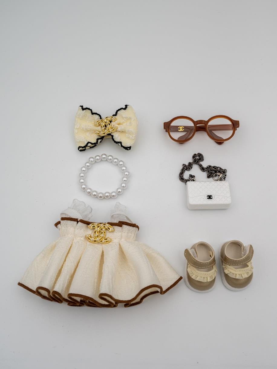Chanel white dress pipping and bow