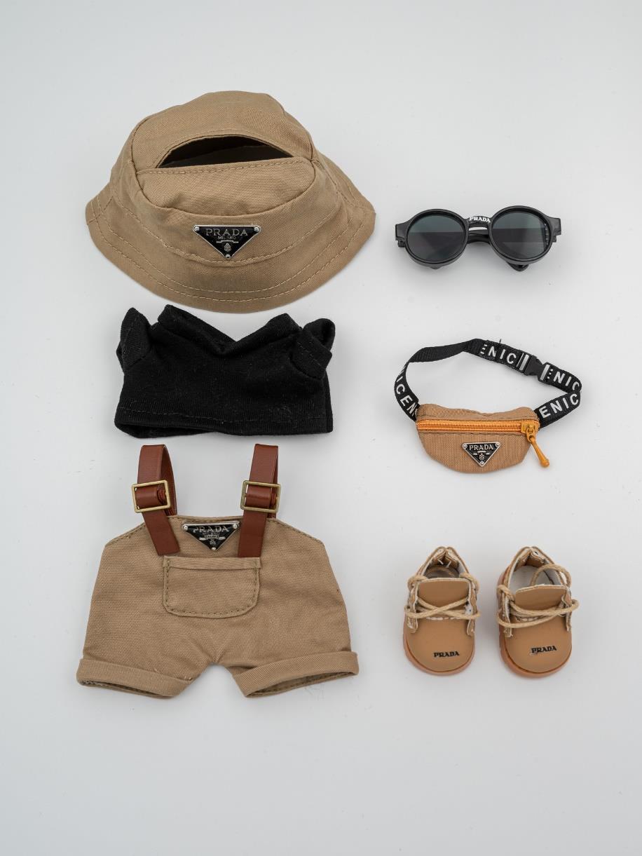 Prada brown overall outfit