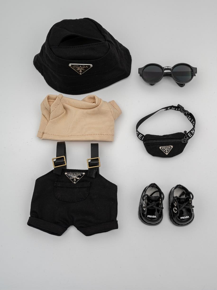 Prada black overall outfit