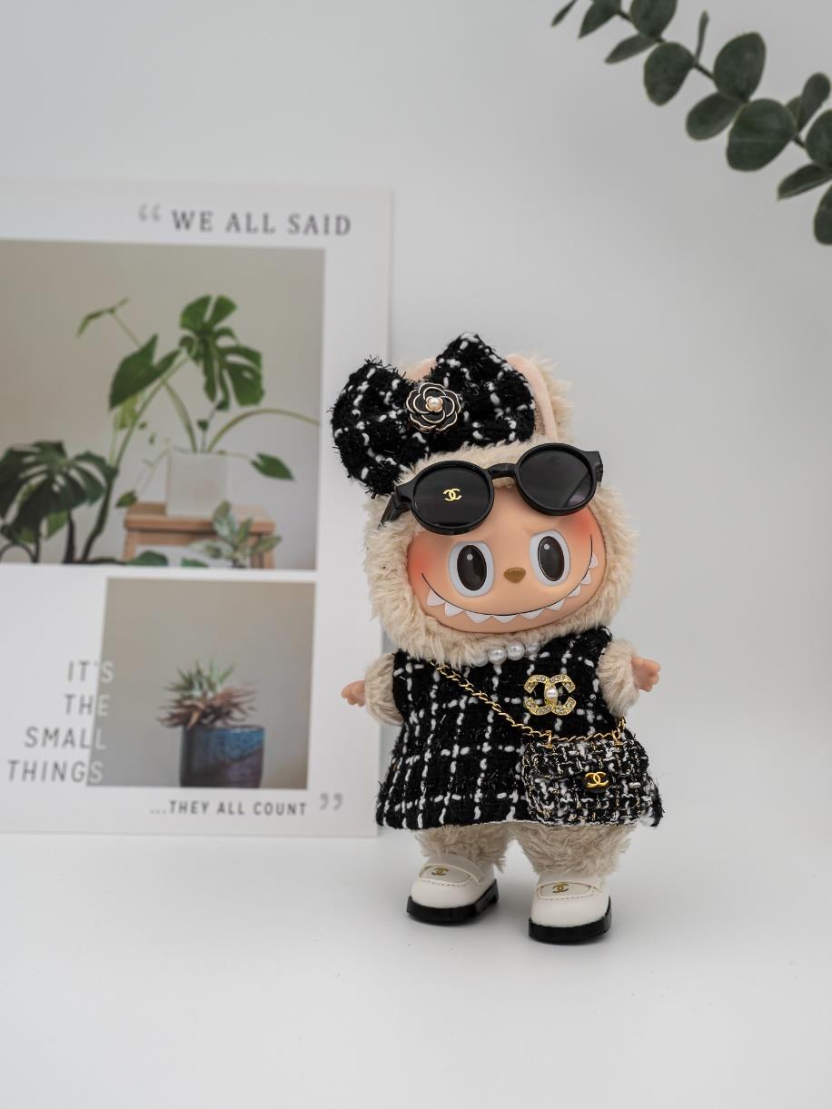 Chanel black squares tweed dress