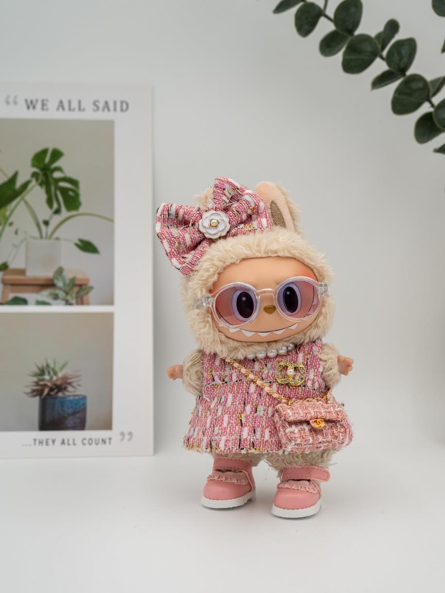 Chanel pink tweed dress and bow