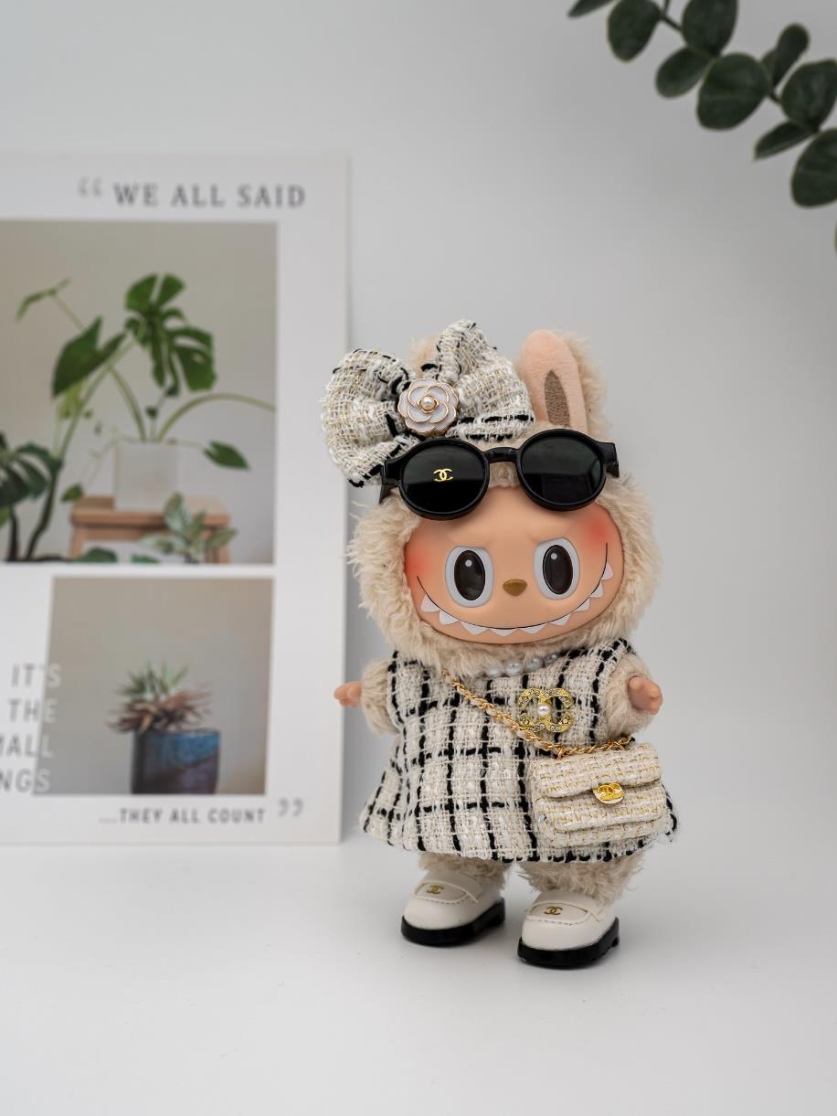 Chanel cream tweed dress and rose bow